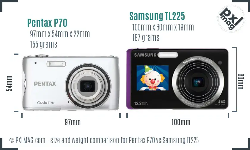 Pentax P70 vs Samsung TL225 size comparison