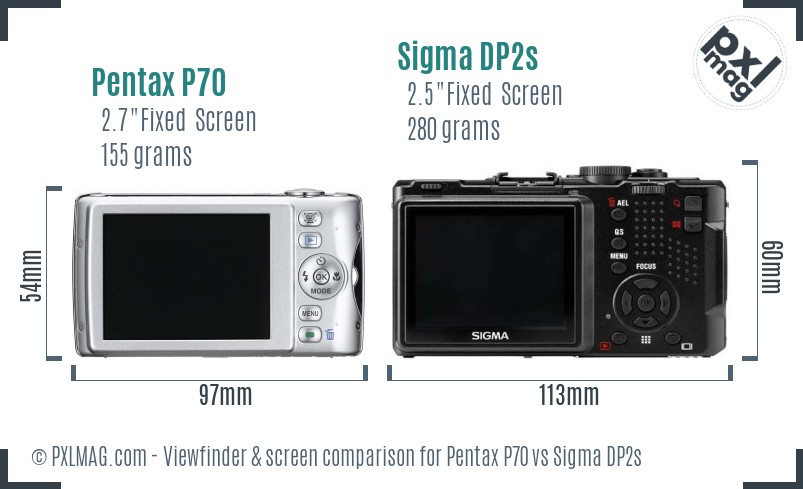Pentax P70 vs Sigma DP2s Screen and Viewfinder comparison