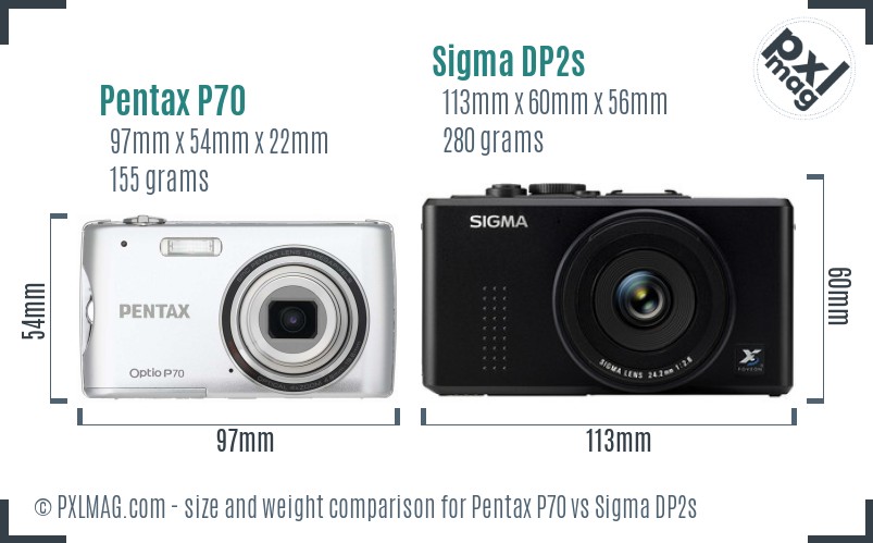 Pentax P70 vs Sigma DP2s size comparison