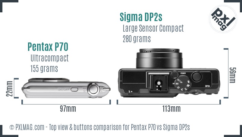 Pentax P70 vs Sigma DP2s top view buttons comparison