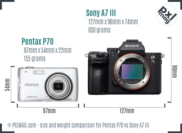Pentax P70 vs Sony A7 III size comparison Pentax P70 vs Sony A7 III size comparison