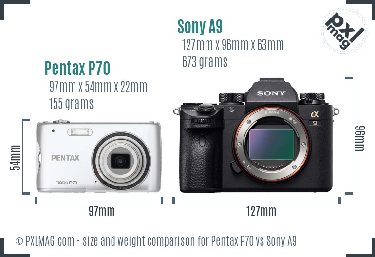 Pentax P70 vs Sony A9 size comparison Pentax P70 vs Sony A9 size comparison