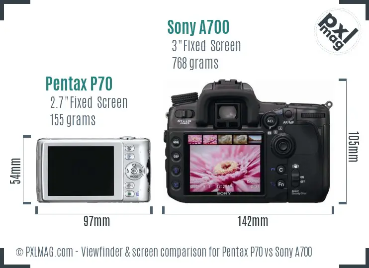 Pentax P70 vs Sony A700 Screen and Viewfinder comparison