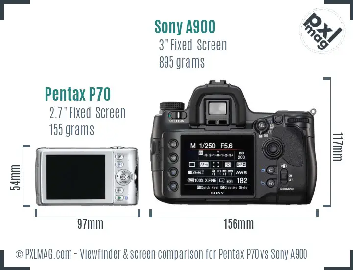 Pentax P70 vs Sony A900 Screen and Viewfinder comparison