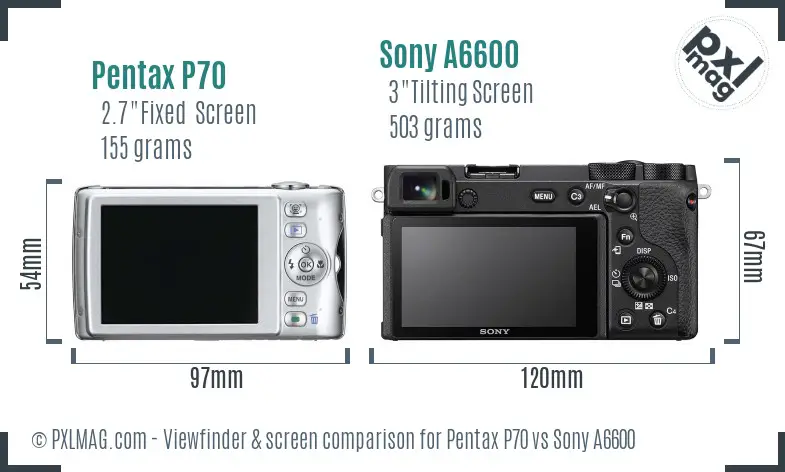 Pentax P70 vs Sony A6600 Screen and Viewfinder comparison