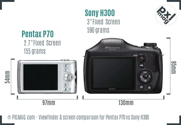 Pentax P70 vs Sony H300 Screen and Viewfinder comparison