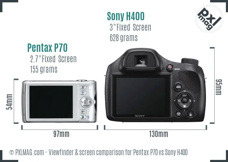 Pentax P70 vs Sony H400 Screen and Viewfinder comparison Pentax P70 vs Sony H400 Screen and Viewfinder comparison