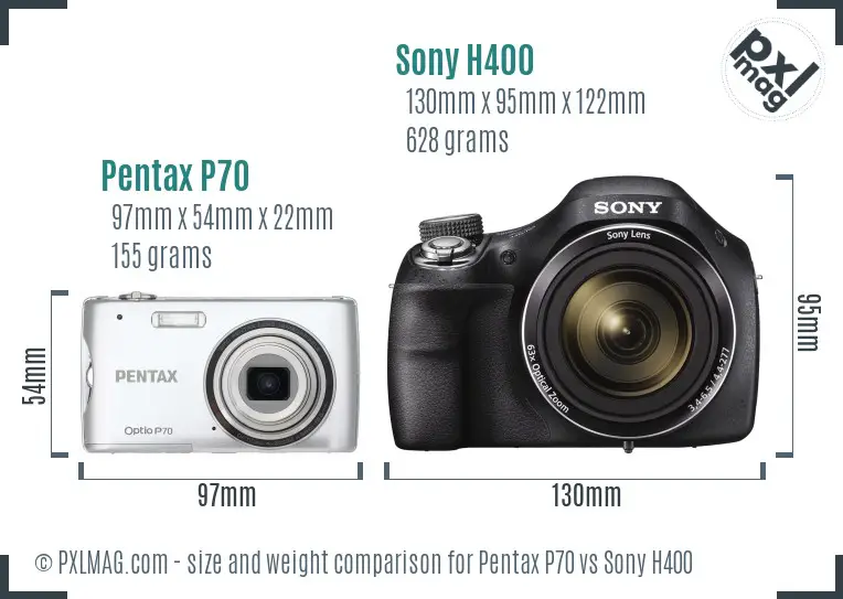 Pentax P70 vs Sony H400 size comparison Pentax P70 vs Sony H400 size comparison