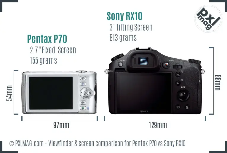 Pentax P70 vs Sony RX10 Screen and Viewfinder comparison Pentax P70 vs Sony RX10 Screen and Viewfinder comparison