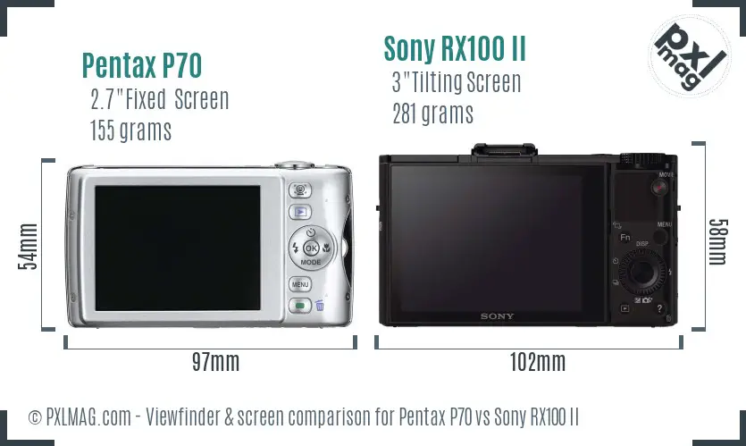 Pentax P70 vs Sony RX100 II Screen and Viewfinder comparison