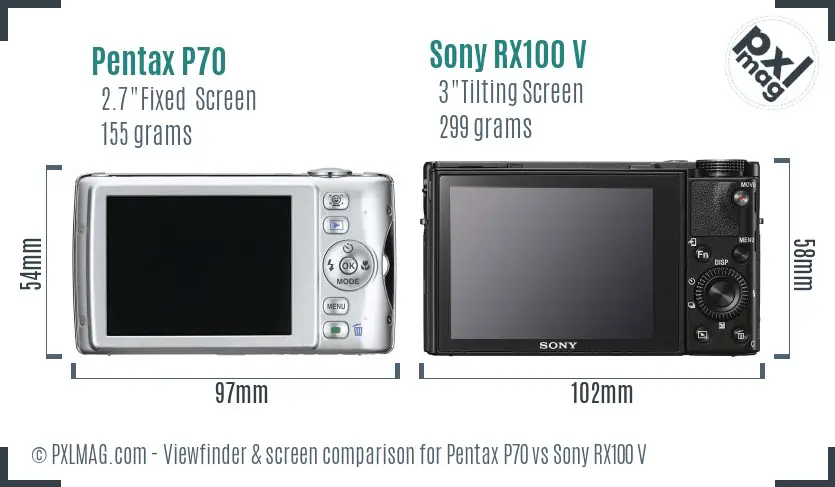 Pentax P70 vs Sony RX100 V Screen and Viewfinder comparison Pentax P70 vs Sony RX100 V Screen and Viewfinder comparison