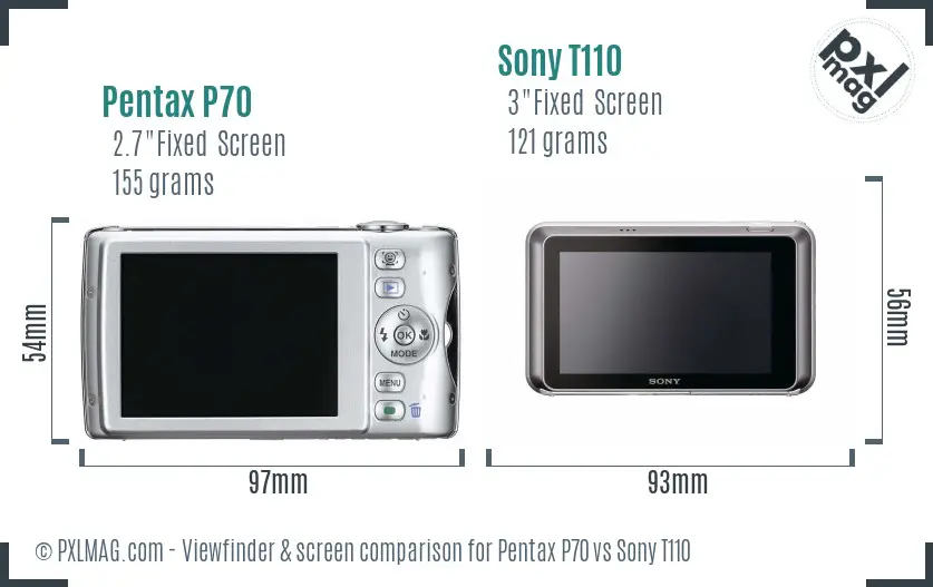 Pentax P70 vs Sony T110 Screen and Viewfinder comparison