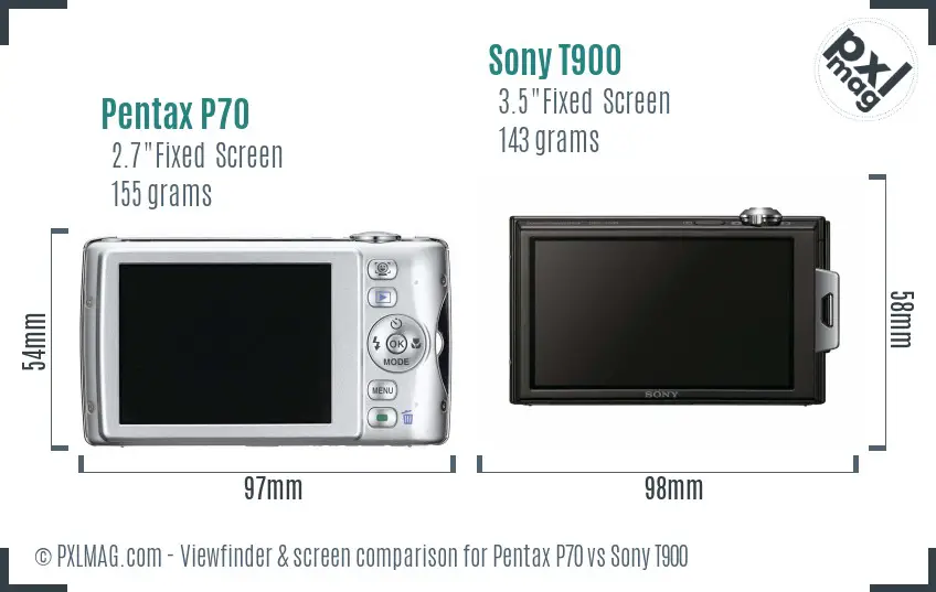 Pentax P70 vs Sony T900 Screen and Viewfinder comparison