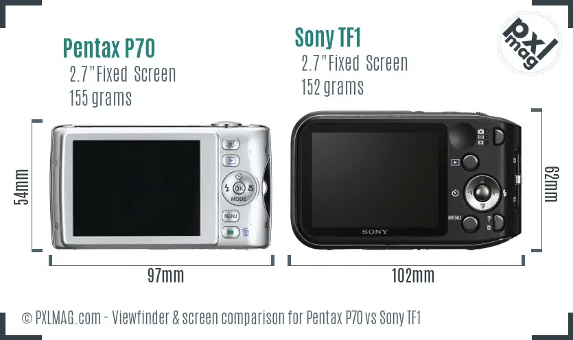 Pentax P70 vs Sony TF1 Screen and Viewfinder comparison
