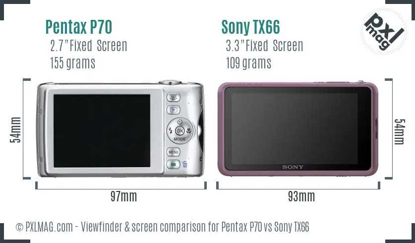 Pentax P70 vs Sony TX66 Screen and Viewfinder comparison