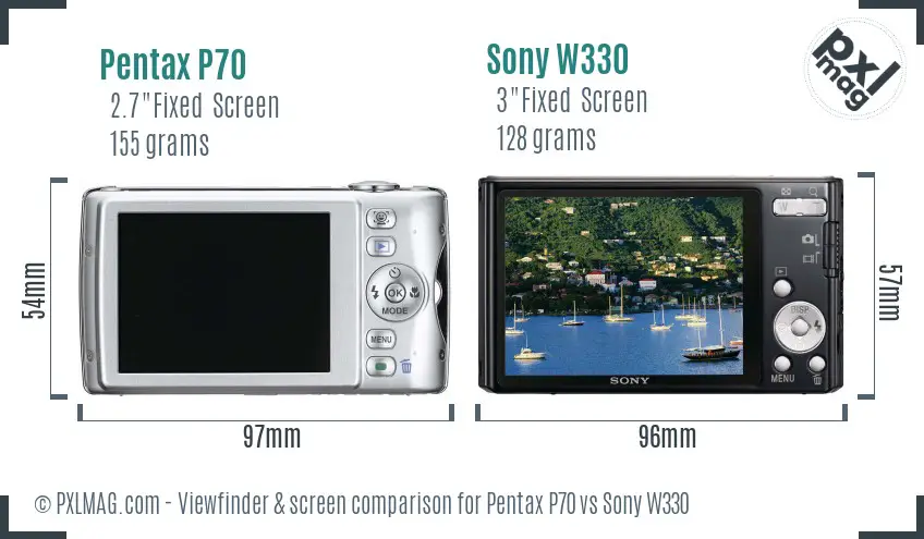 Pentax P70 vs Sony W330 Screen and Viewfinder comparison Pentax P70 vs Sony W330 Screen and Viewfinder comparison