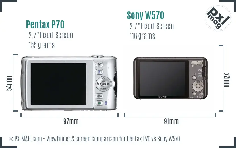 Pentax P70 vs Sony W570 Screen and Viewfinder comparison