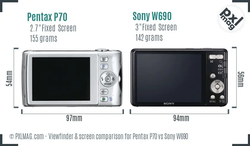 Pentax P70 vs Sony W690 Screen and Viewfinder comparison Pentax P70 vs Sony W690 Screen and Viewfinder comparison