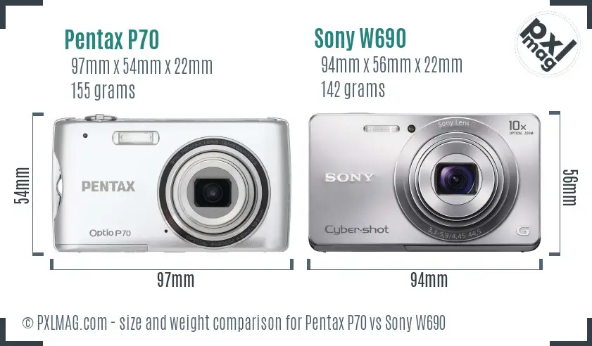 Pentax P70 vs Sony W690 size comparison Pentax P70 vs Sony W690 size comparison
