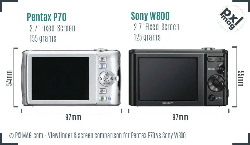 Pentax P70 vs Sony W800 Screen and Viewfinder comparison Pentax P70 vs Sony W800 Screen and Viewfinder comparison