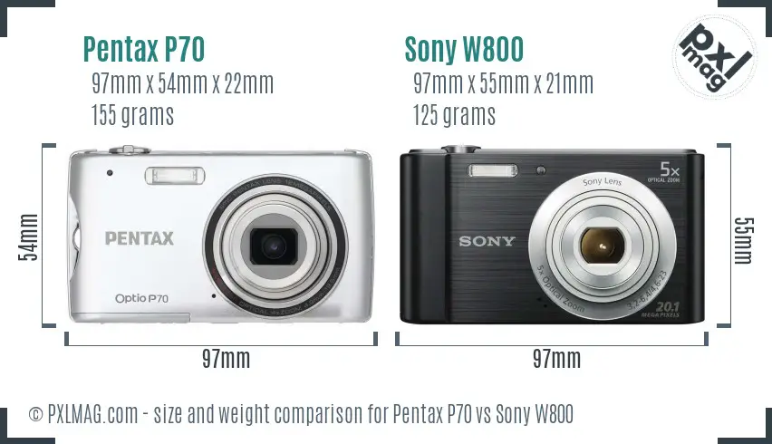 Pentax P70 vs Sony W800 size comparison Pentax P70 vs Sony W800 size comparison