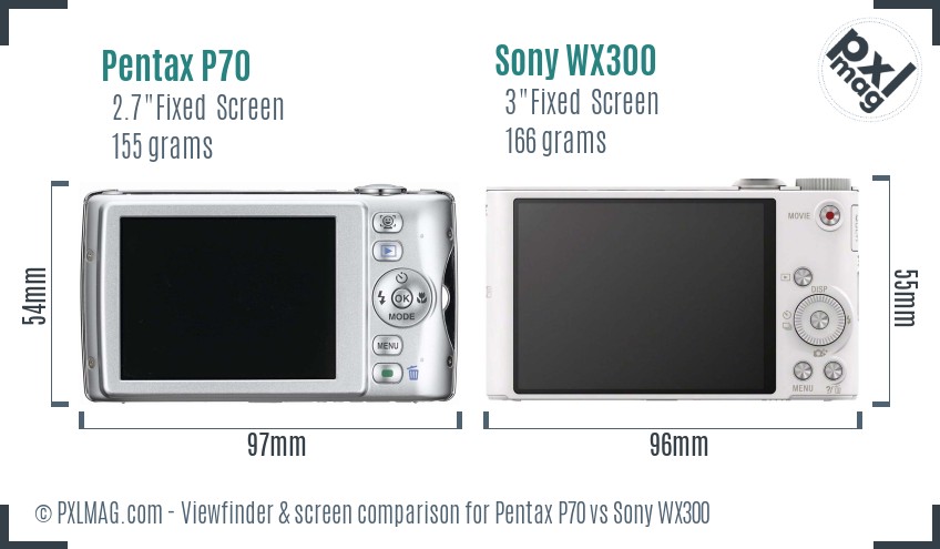 Pentax P70 vs Sony WX300 Screen and Viewfinder comparison
