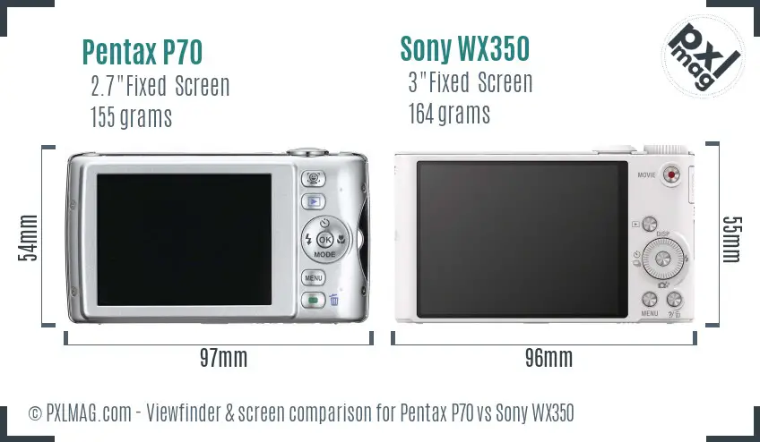 Pentax P70 vs Sony WX350 Screen and Viewfinder comparison