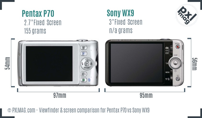 Pentax P70 vs Sony WX9 Screen and Viewfinder comparison