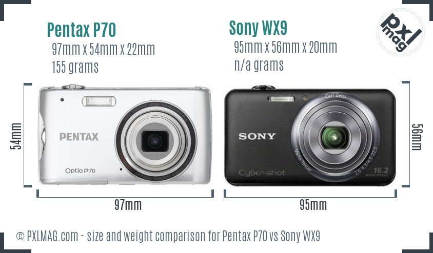 Pentax P70 vs Sony WX9 size comparison