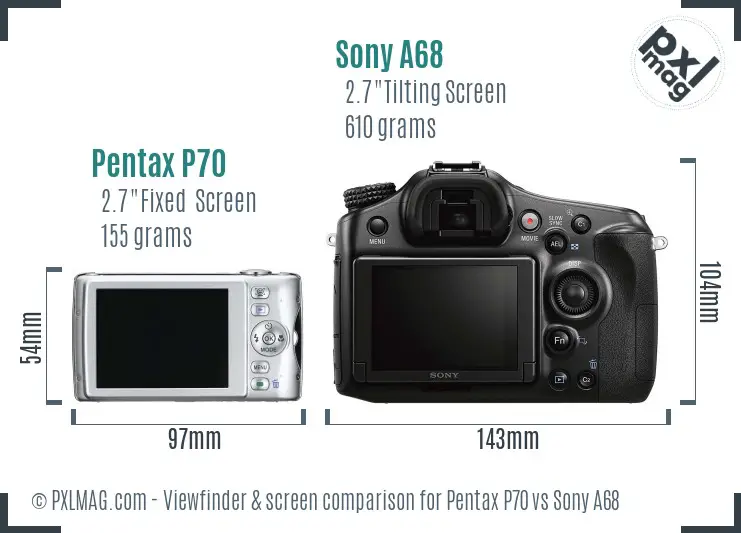 Pentax P70 vs Sony A68 Screen and Viewfinder comparison Pentax P70 vs Sony A68 Screen and Viewfinder comparison