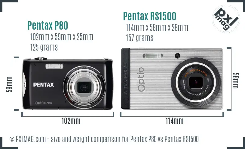 Pentax P80 vs Pentax RS1500 size comparison