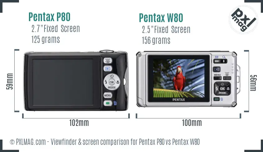 Pentax P80 vs Pentax W80 Screen and Viewfinder comparison