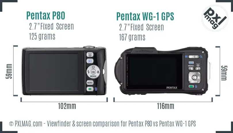 Pentax P80 vs Pentax WG-1 GPS Screen and Viewfinder comparison