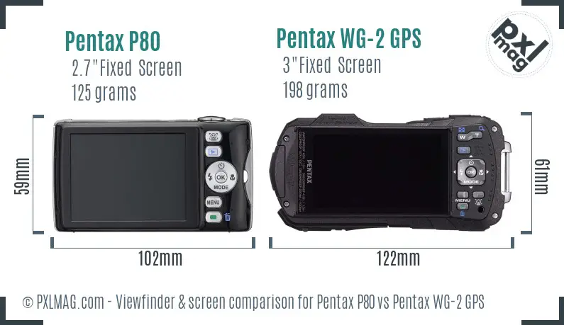 Pentax P80 vs Pentax WG-2 GPS Screen and Viewfinder comparison