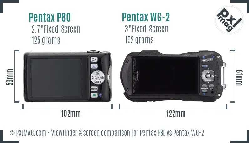 Pentax P80 vs Pentax WG-2 Screen and Viewfinder comparison