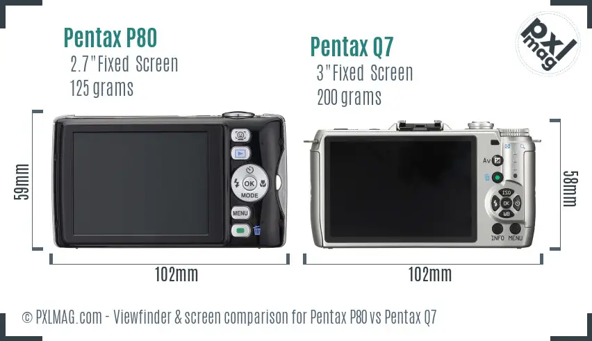 Pentax P80 vs Pentax Q7 Screen and Viewfinder comparison