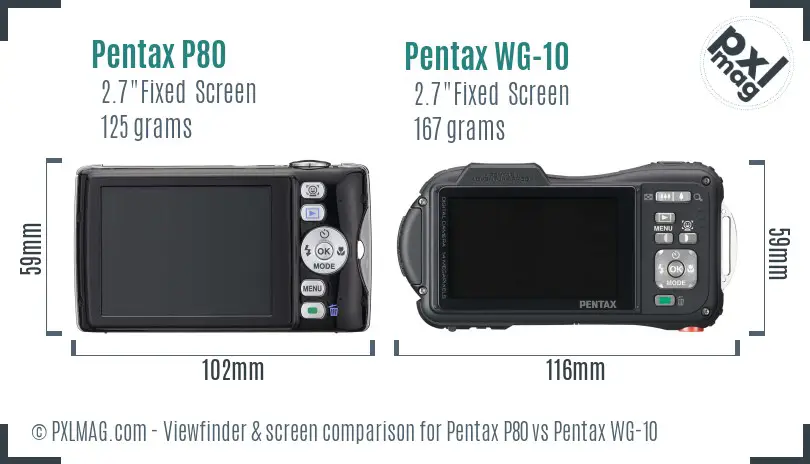 Pentax P80 vs Pentax WG-10 Screen and Viewfinder comparison
