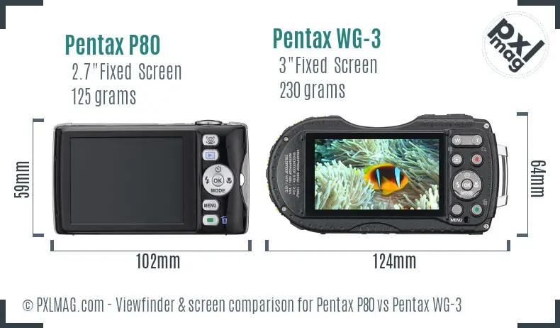 Pentax P80 vs Pentax WG-3 Screen and Viewfinder comparison