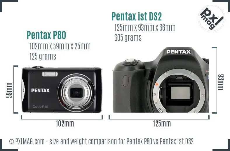 Pentax P80 vs Pentax ist DS2 size comparison