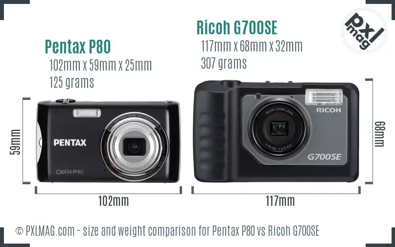 Pentax P80 vs Ricoh G700SE size comparison