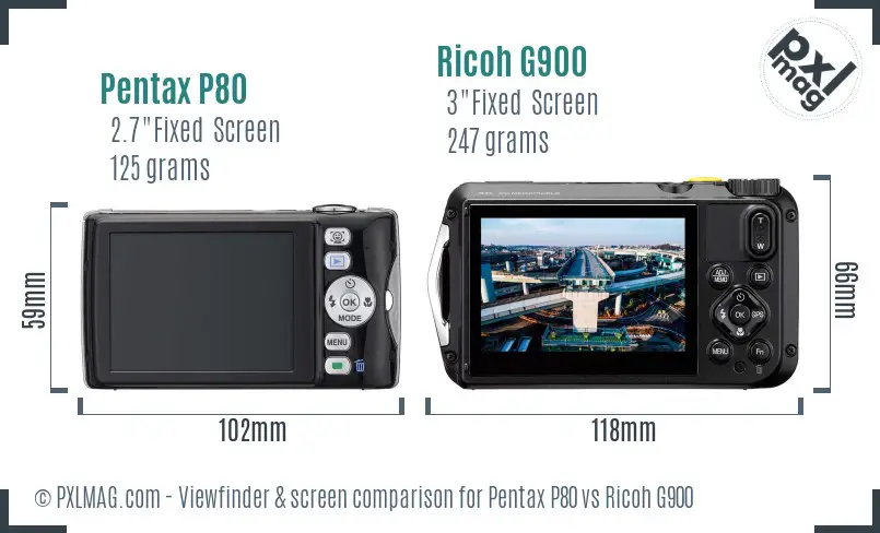 Pentax P80 vs Ricoh G900 Screen and Viewfinder comparison Pentax P80 vs Ricoh G900 Screen and Viewfinder comparison