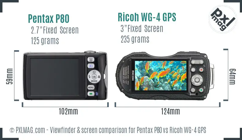 Pentax P80 vs Ricoh WG-4 GPS Screen and Viewfinder comparison