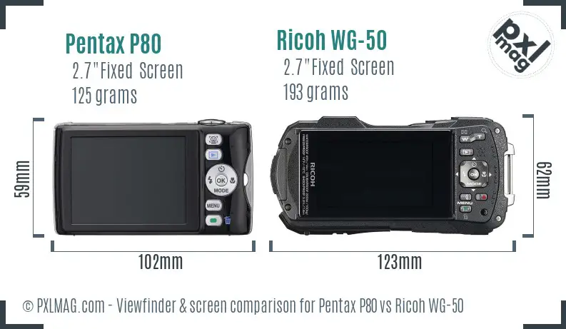 Pentax P80 vs Ricoh WG-50 Screen and Viewfinder comparison