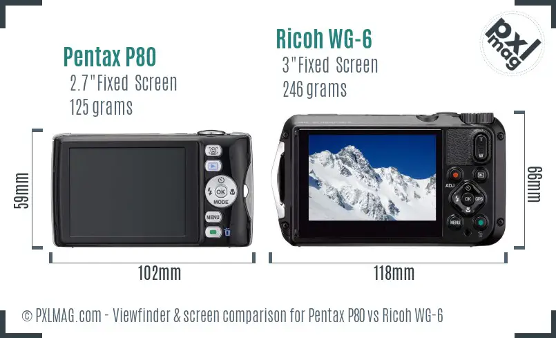 Pentax P80 vs Ricoh WG-6 Screen and Viewfinder comparison