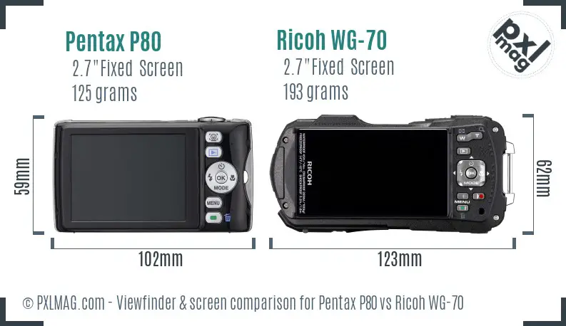 Pentax P80 vs Ricoh WG-70 Screen and Viewfinder comparison