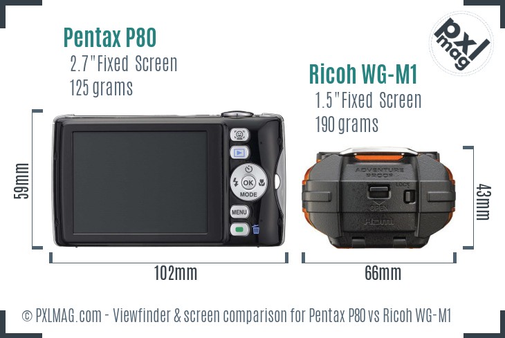 Pentax P80 vs Ricoh WG-M1 Screen and Viewfinder comparison