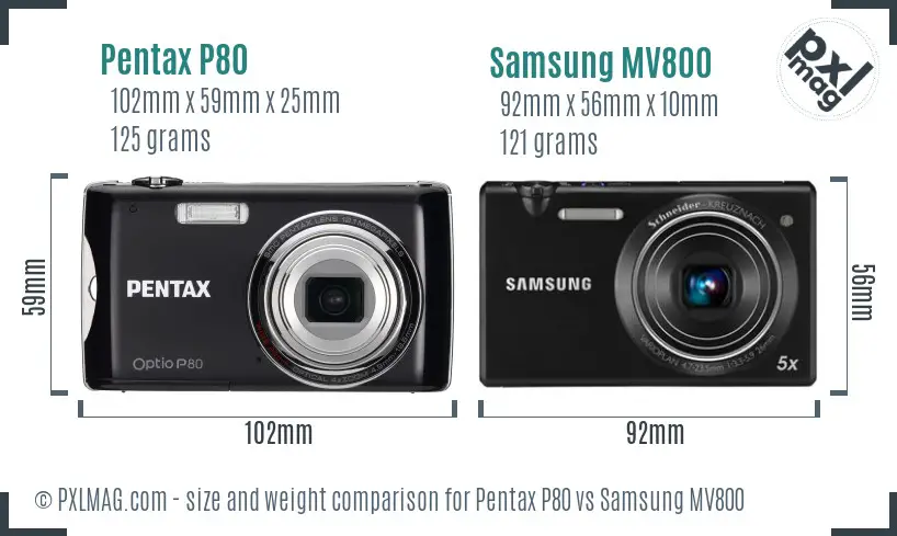 Pentax P80 vs Samsung MV800 size comparison Pentax P80 vs Samsung MV800 size comparison