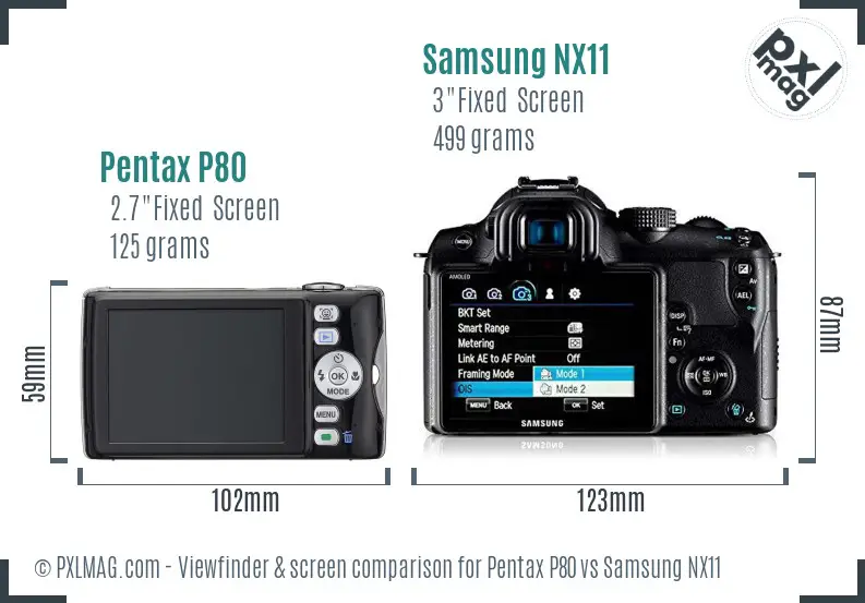 Pentax P80 vs Samsung NX11 Screen and Viewfinder comparison