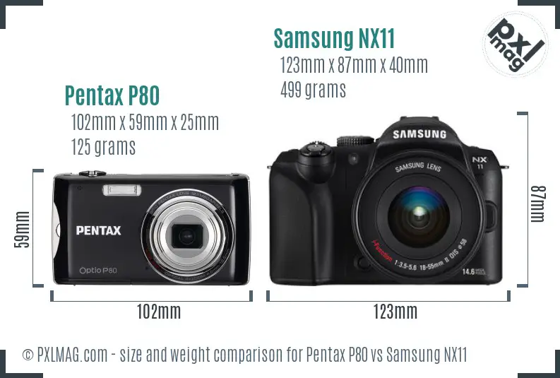 Pentax P80 vs Samsung NX11 size comparison