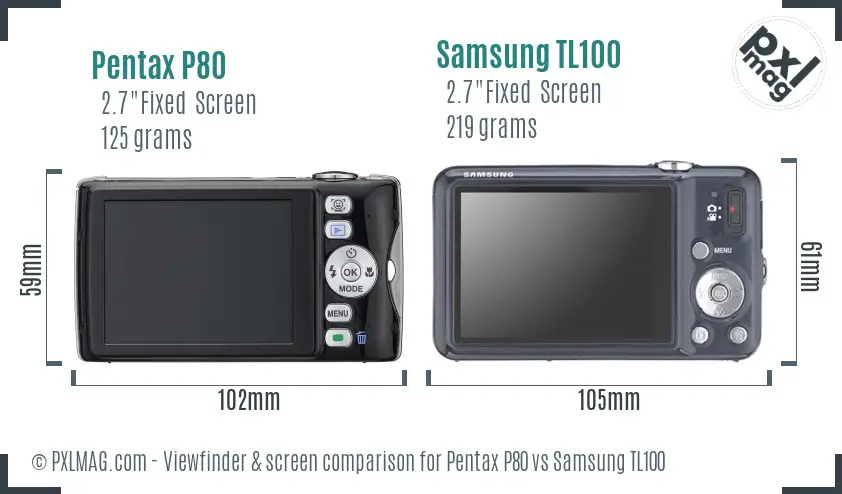 Pentax P80 vs Samsung TL100 Screen and Viewfinder comparison